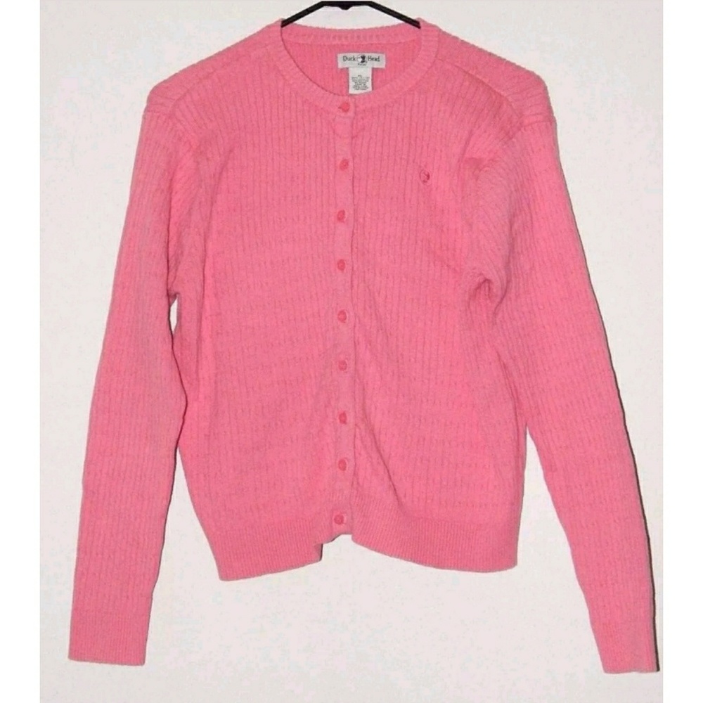 Duck Head Petite Pink Cable Knit Cardigan Size PL